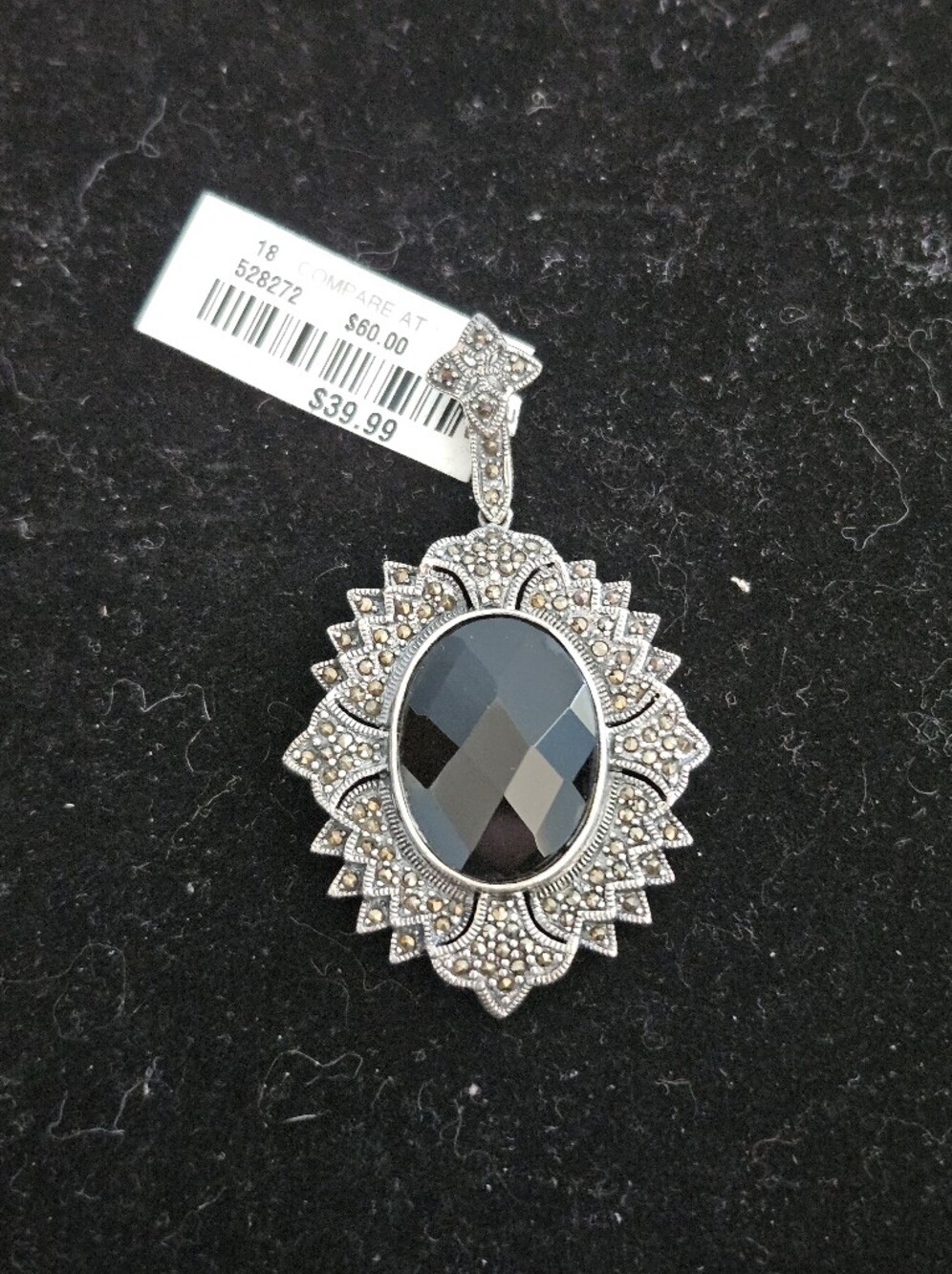 Elegant Black And Silver Pendent